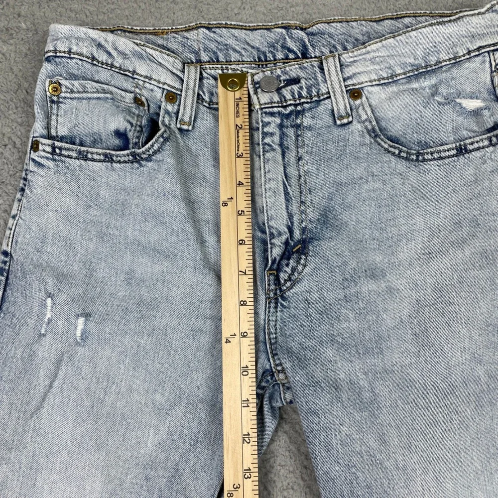 Levis 512 Slim Taper Jeans Mens 33x32 (Fits 31x29) Light Wash Distressed Raw Hem